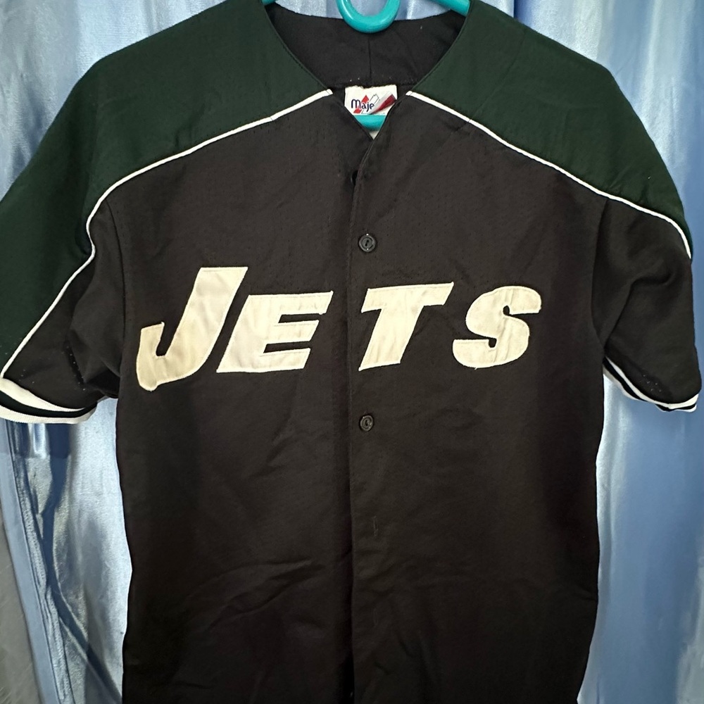 Black and Green Jets Button-Up Jersey